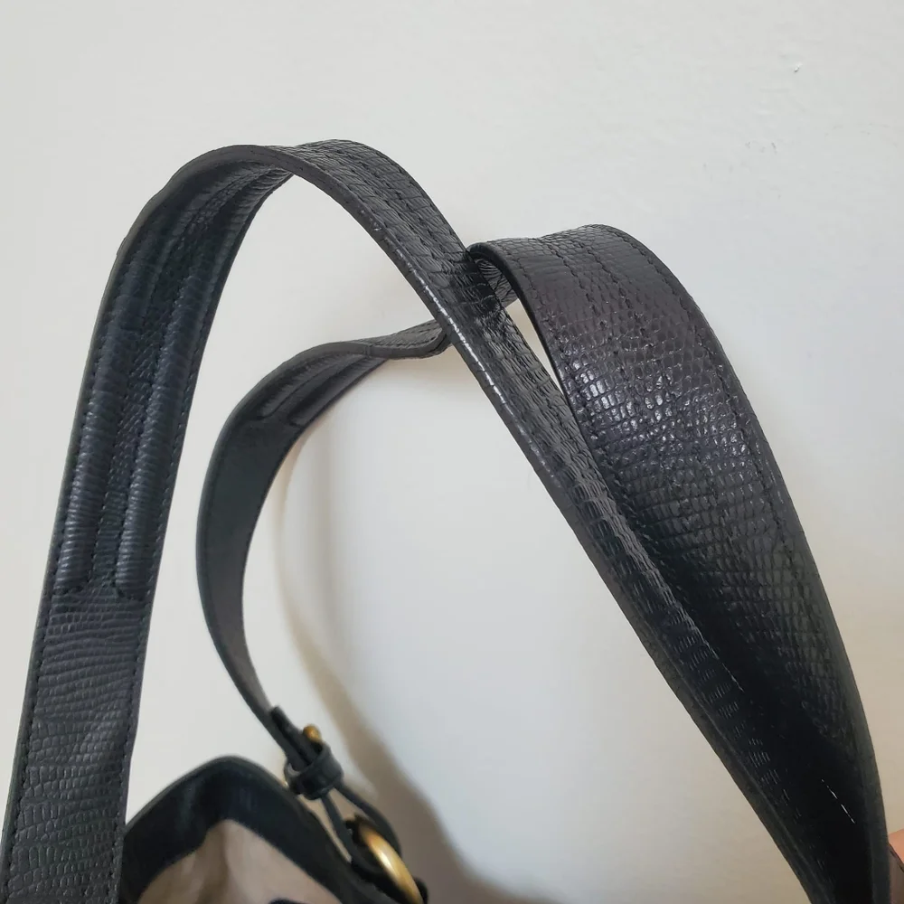Brahmin Large Black Bucket Leather Tote